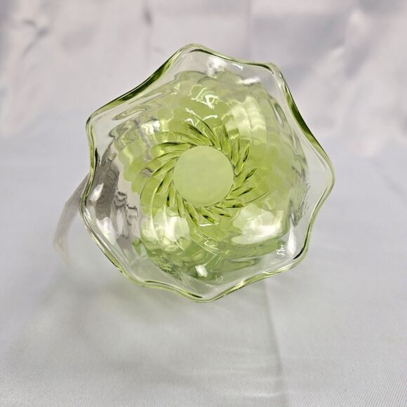 Alessandro Coppola Green Murano Scalloped Rim Glass Vase - Made In Italy - Picture 7 of 12